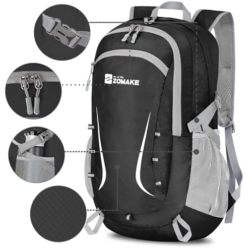 ZOMAKE Lightweight Packable Backpack 35L, Foldable Backpacks Water Resistant Collapsible Light Daypack for Hiking(Black) - color: Black B