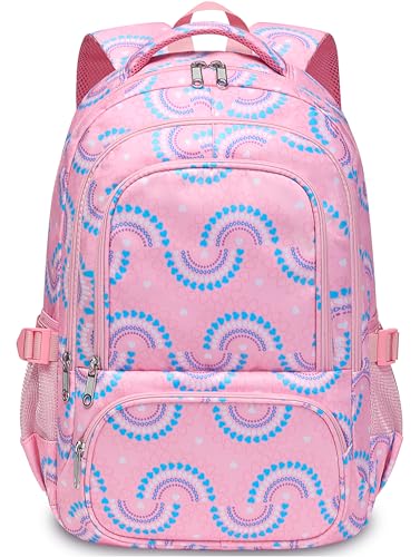 BLUEFAIRY Kids Backpacks for Boys Girls 17 Inch Elementary Primary Middle School Bookbags with Laptop Compartment Back to School Bags for Childs Age 6-8 Mochilas Escolares para Niños Niñas Peach Pink - color: Peach Pink