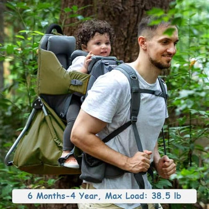 WIPHA Baby Backpack Carrier, Comfort Toddler Carrier Hiking Backpack with Canopy, Adjustable Lightweight Child Carrier - color: creeper III green