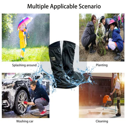 Waterproof Rain Boot Shoe Cover with Reflector Reusable & Foldable - color: Black, size: Medium