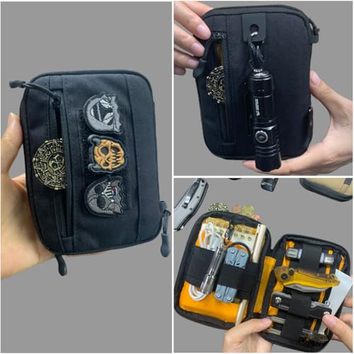 ROARING FIRE Picofire Pro EDC Pouch Organizer - [Small Tool Pouch] for Electronics, Cables, Flashlights - with YKK Zippers, Weatherproof Resistant 500D Nylon for pouches men (black) - color: black