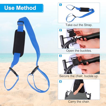 PATIKIL Carrying Beach Chair Straps, Adjustable Beach Chair Straps Shoulder Carrying Straps for Folding Chair Backpack, Navy Blue - color: Navy Blue