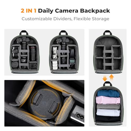 K&F CONCEPT Camera Bag Backpack, Professional DSLR/SLR/Mirrorless Camera Backpack, Photography Camera Case with Tripod Holder & Rain Cover Compatible with Canon/Sony/Nikon/FUJIFILM - color: 02-Bright Green