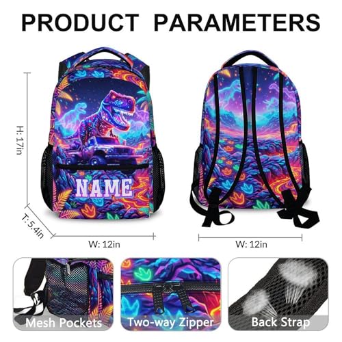Personalized Kids Boys Backpack Dinosaur Backpacks for School Casual Travel, Truck Custom Bookbag for Kindergarten Preschool - color: Red