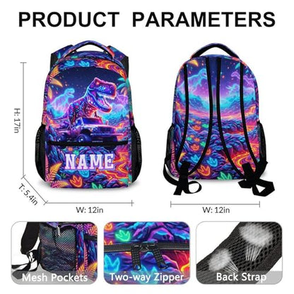 Personalized Kids Boys Backpack Dinosaur Backpacks for School Casual Travel, Truck Custom Bookbag for Kindergarten Preschool - color: Red