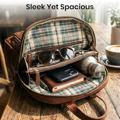 Genuine Leather Backpack for Women - 12.5 Inch with Adjustable Shoulder Strap - Stylish and Durable (Tan) - color: Tan