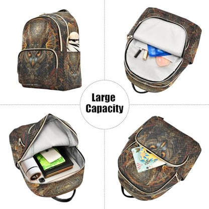 SUABO Owl Print Ethnic Backpack Purse Ladies Rucksack Travel Shoulder Bag Casual Daily Backpack - color: Owl Print Ethnic, size: Medium