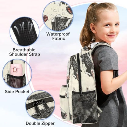Cow Pattern Backpack with Chest Strap, Casual Backpack for Women Men, 16 Inch Daypack for Travel Work, Cow Print - color: Blue