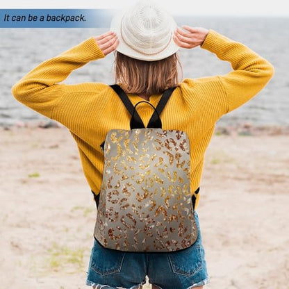 Women Fashion Backpacks Grey Gradient Leopard Print Handbags for Women Anti Theft Fashion Back Pack Shoulder Bag - color: Grey Gradient Leopard Print, size: No Custom