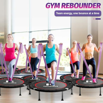 K KENSONE 40" Mini Flodable Spring Rebounder Trampoline for Adults, Small Exercise Trampoline for Indoor Workout and Fitness, Purple Resistance Band Included, Max Load 330 LBS - size: 40"(Purple Resistance Band), style: Without Bar