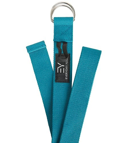 Everyday Yoga Strap with Metal D-Ring - Durable Stretching Strap for Yoga, Pilates, Flexibility & Physical Therapy (6ft, 8ft, 10ft) - color: Peacock, size: 10 Foot
