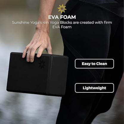 4" Yoga Block, 10 Pack Bulk EVA Foam Yoga Blocks, Firm and Supportive Yoga Brick, Balance Foam for Stretching, Pilates, and Workout, 4" x 6" x 9" - color: Black