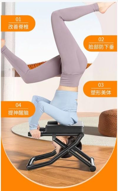 Yoga Headstand Bench, Headstand Chair Bench Stand Inversion Stool Fitness Inversion Exercise Tool, Multi-Functional Foldable Strength Training Inversion Equipment for Relaxation and Strength