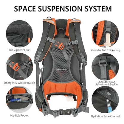 35L Hiking Backpack for Women men,Waterproof Camping Outdoor Backpacking Backpack for Travel lightweight Hiking Trekking Daypack - color: Gray