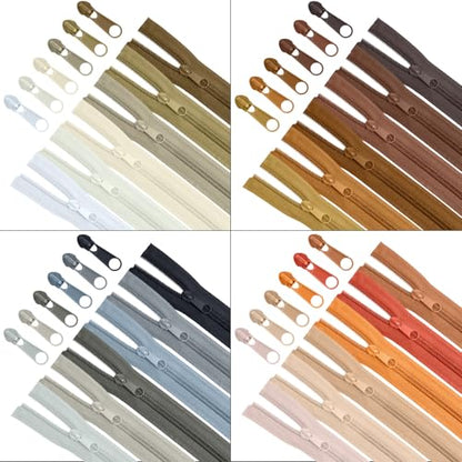 Syhood 24 Colors Zipper Repair Kit, #5 Nylon Coil Sewing Zippers Sewing Supplies Zipper Tape Zippers by the Yard with 96 Pcs Zip Pulls Sliders Purse Hardware for Bags Making(24yard,Brown Series) - color: Brown Series