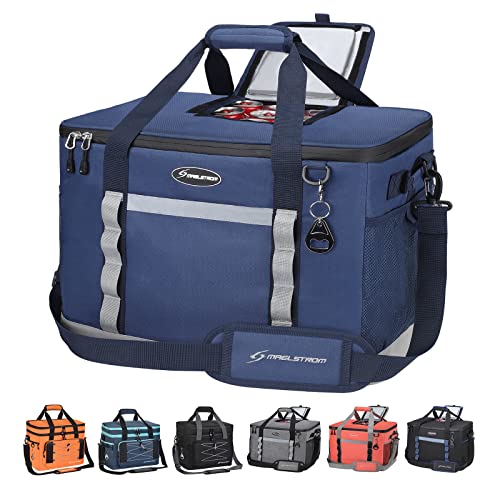 Maelstrom Collapsible Soft Cooler Bag,35/55/75 Cans Beach Cooler with Flip Top Lid, Ice Chest, Leakproof & Portable for Beach, Camping, Road Trips & Grocery Shopping - color: Blue, size: 75 Can