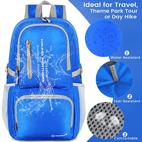 ZOMAKE Lightweight Packable Backpack, 35L Light Foldable Hiking Backpacks Water Resistant Collapsible Daypack for Travel(Dark Blue) - color: Dark Blue