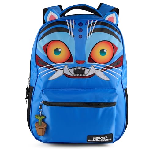 AI ACCESSORY INNOVATIONS K-Pop Demon Hunters 16” Backpack for Girls, Featuring a Big Face Derby with 3D Ears and Embroidery, Rubber Molded Bag Charm, Derby - style: Big Face Derby