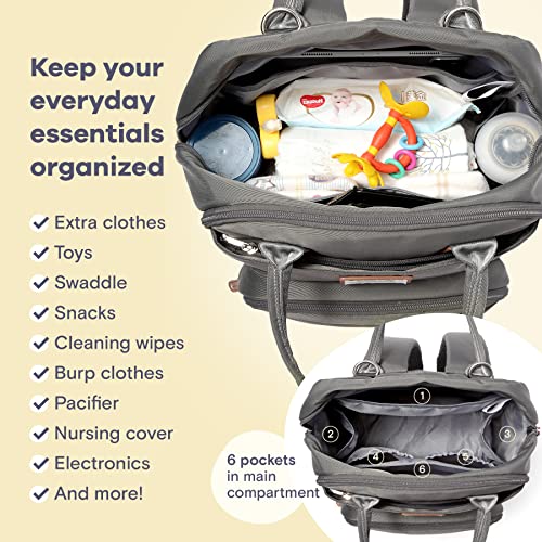 RUVALINO Diaper Bag Backpack, Multifunction Travel Back Pack Maternity Baby Changing Bags, Large Capacity, Waterproof and Stylish, Iron Gray - color: Iron Gray