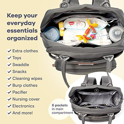 RUVALINO Diaper Bag Backpack, Multifunction Travel Back Pack Maternity Baby Changing Bags, Large Capacity, Waterproof and Stylish, Iron Gray - color: Iron Gray