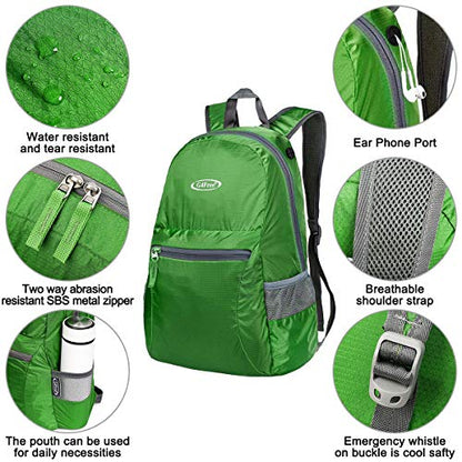 G4Free 20L Small Packable Travel Hiking Backpack for Men Women - color: Green, size: 20L