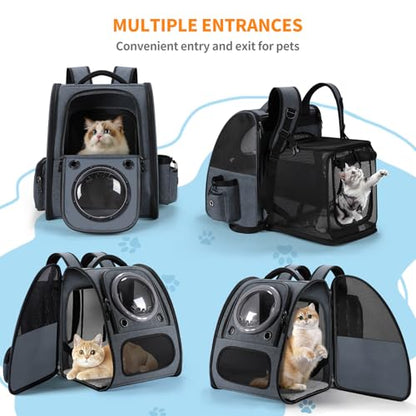 Bubble Cat Backpack Carrier, Expandable Cat Carrier Backpack,Breathable Pet Backpack for Medium Cat,Kitten and Small Puppy, Large Space,Portable Bags Foldable Dog Backpack for Traveling,Hiking(Grey) - color: 01-Grey