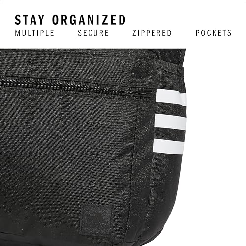 adidas Classic 3-Stripe Backpack for Laptop, School and Travel, 28L - color: Black/White/5.0