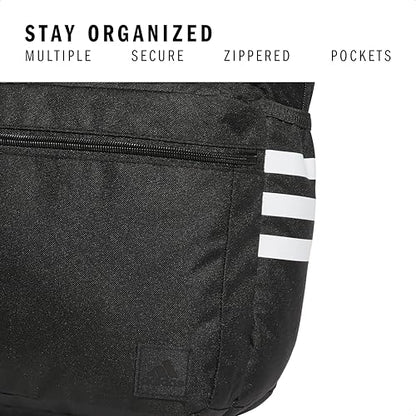 adidas Classic 3-Stripe Backpack for Laptop, School and Travel, 28L - color: Black/White/5.0