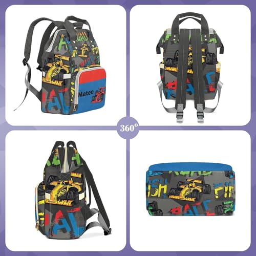 Customized Diaper Bag Customized Diaper Backpack Nappy Backpack Personalized Diaper Bags Boys Multifunction Shoulders Bag Nursing Bags, Colorful Road Car - color: Colorful Road Car