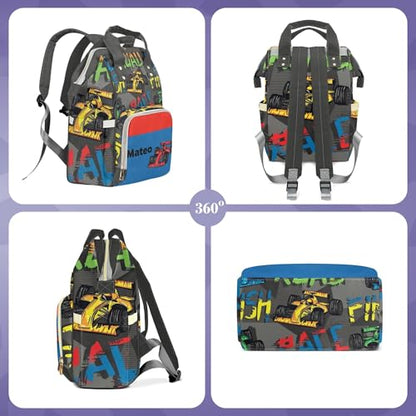 Customized Diaper Bag Customized Diaper Backpack Nappy Backpack Personalized Diaper Bags Boys Multifunction Shoulders Bag Nursing Bags, Colorful Road Car - color: Colorful Road Car