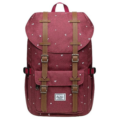 KAUKKO Laptop Outdoor Backpack Traveling Daypack Hiking Rucksack Large Capacity Bag Fits 15.6"(5-13-MAROON-NEW) - color: 5-13-maroon-new