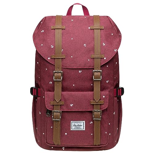 KAUKKO Laptop Outdoor Backpack Traveling Daypack Hiking Rucksack Large Capacity Bag Fits 15.6"(5-13-MAROON-NEW) - color: 5-13-maroon-new