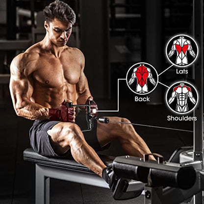 Yes4All Cable Machine Attachment, Row Handles, Tricep Rope, Straight Bar, V Bar, LAT Pulldown Accessories Load 880 LB for Home Gym - color: G. (Black) Tricep Rope + Double D + Straight Bar + V Bar