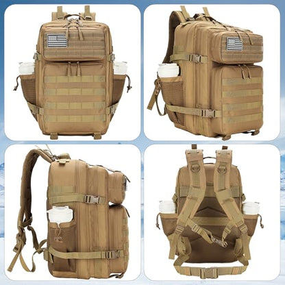 Lovelinks21 45L Tactical Assault Backpack 3 day assault pack with Molle Waterproof backpack Rucksack for Tactical Backpacks (khaki) - color: Khaki