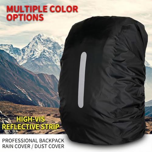 2 Pack Waterproof Backpack Rain Cover,Reflective Rucksack Rain Cover - Heavy-Duty Protection for Hiking, Camping,XL(65L - 75L) - color: black