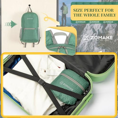 ZOMAKE Ultra Lightweight Hiking Backpack 20L, Packable Small Backpacks Water Resistant Daypack for Women Men(Camouflage Green Plaid) - color: Camouflage Green Plaid
