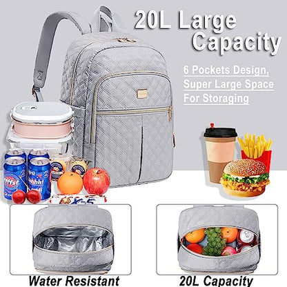 Weitars Lunch Backpack For Women Men,20L Cooler Backpack Insulated Lunch Bag For Women With Side Pockets Waterproof,Meal Prep Backpack,Adult Backpack Cooler For Lunch Picnic Hiking Camping Beach - color: Gray
