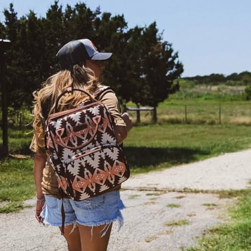 Montana West Wrangler Diaper Bag Backpack Aztec Callie Bag Travel Backpack Purses Western Multi-Function Baby Bags for Mom - color: Brown