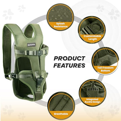 MAYASUR Pet Front Dog Carrier Backpacks, Adjustable Dog Backpack Carrier, Legs Out Easy-fit Dog Chest Carrier for Small to X Large Dogs, Dog Front Carrier for Hiking, Cycling (Army Green, Large)