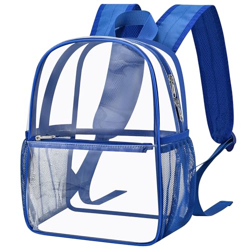 Paxiland Clear Backpack Stadium Approved, Size 12x9x4 Small Clear Bag for Stadium Events with Front Pocket, See Through Backpack for Sport Events Concert, Blue - color: Blue