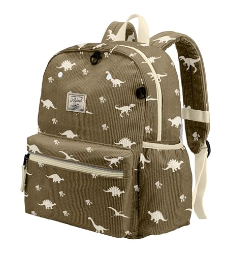 Corduroy Toddler Backpack for Boys 2-5: Preschool Backpack for Boys Girls - Cute Kids Backpack for Boys 13.5" H Fit Folder - color: Dinosaur Brown Corduroy, style: Age 2-5 (13.3" H Fit A4 Folder)