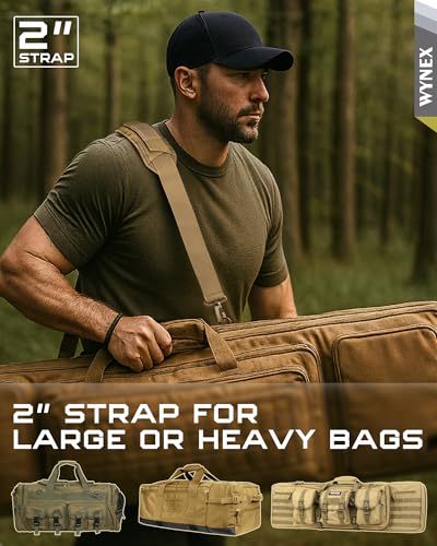 WYNEX Shoulder Strap Pad for Tactical Pouch, Universal Bag Strap with Detachable Thick Pad Single Shoulder Straps Replacement - color: Khaki, size: 2“ Strap