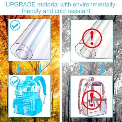 KLFVB Girls Clear Backpack Heavy Duty, 3PCS See Through School Bag Set, Cute Transparent Bookbag for Women - Plum Blossom Sky Blue - color: Plum Blossom Sky Blue Clear Backpack