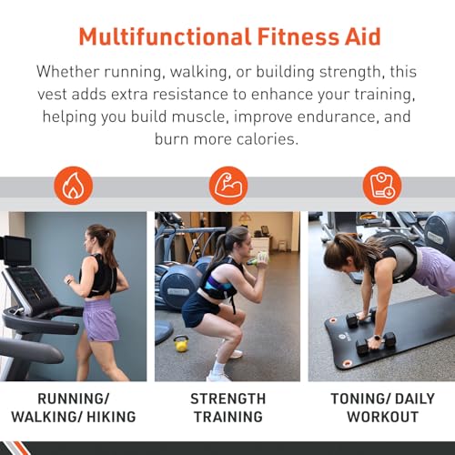 Body Sport Weighted Vest - 5lb/10lb/15lb/20lb/25lb/30lb - Fitness Vest with Refelctive Strips for Strength Training, Running, Walking, and Endurance Workouts - size: 5 lbs