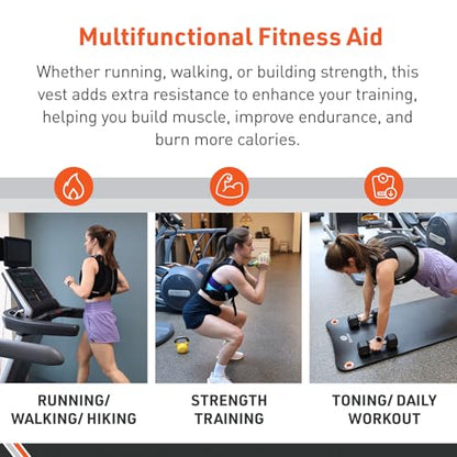 Body Sport Weighted Vest - 5lb/10lb/15lb/20lb/25lb/30lb - Fitness Vest with Refelctive Strips for Strength Training, Running, Walking, and Endurance Workouts - size: 10 lbs