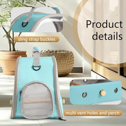 Bird Carrier, Portable Small Bird Parrot Parakeet Carrier with Standing Perch and Stainless Steel Tray, Side Access Window Collapsible (Green, Clear Windows) - color: Green