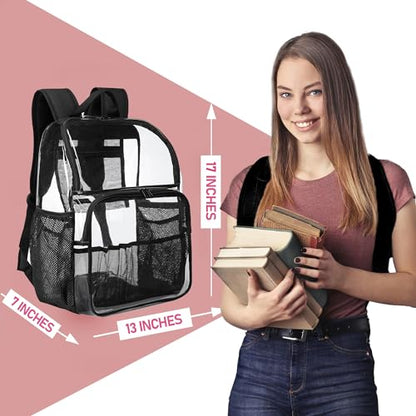 Clear Backpack,See Through Backpack School Approved Heavy Duty Clear Backpack Transparent Bookbag for College Work Travel Security,Blue - color: Blue