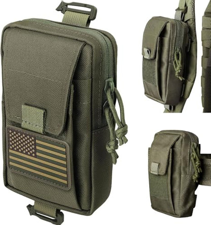 Tactical Backpack Accessories Pouch, Molle Accessories Shoulder Strap Attachment Pouches Utility EDC Phone Pouch Sport - color: Ranger Green