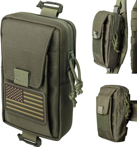 Tactical Backpack Accessories Pouch, Molle Accessories Shoulder Strap Attachment Pouches Utility EDC Phone Pouch Sport - color: Ranger Green