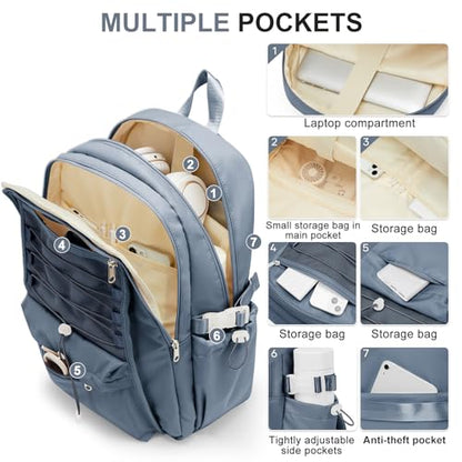 Backpacks For College Students Women,Aesthetic Bookbag,Casual Dayback Small Travel Backpacks,Waterproof Middle School Backpack For Teens Girls Boys(Blue) - color: C4-blue